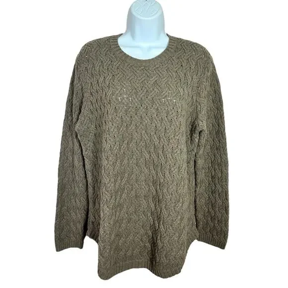 Jeanne Pierre Sweater Women's Extra Large Brown Pullover Long Sleeve Cable Knit - Picture 2 of 7